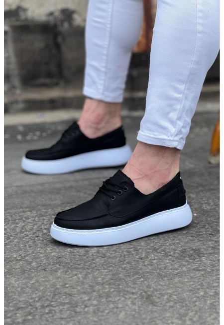  WG508 Siyah Cilt Ortopedik Taban Erkek Casual Ayakkabı