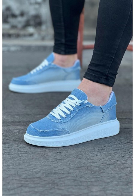  WG018 Buz Mavi Kot Kumaş Erkek Casual Ayakkabı
