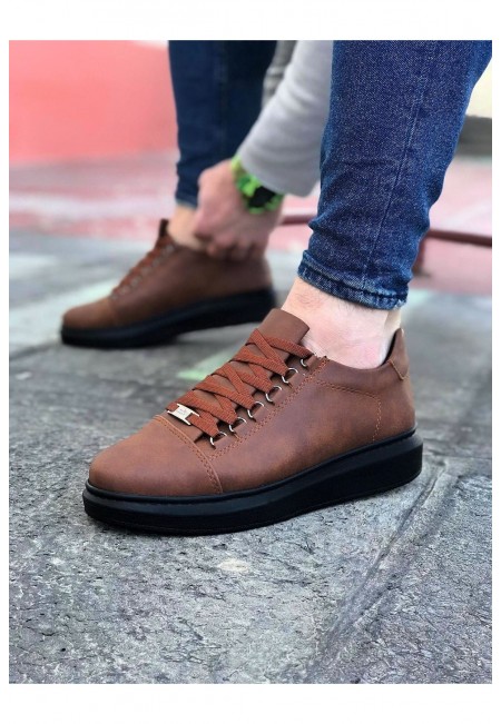  WG08 Taba Kömür Düz Erkek Casual Ayakkabı