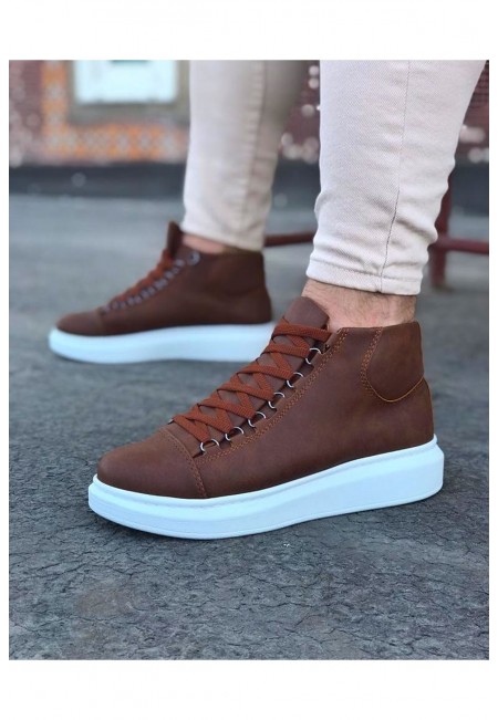  WG032 Taba Bağcıklı Sneakers  Yarım Bilek Bot 