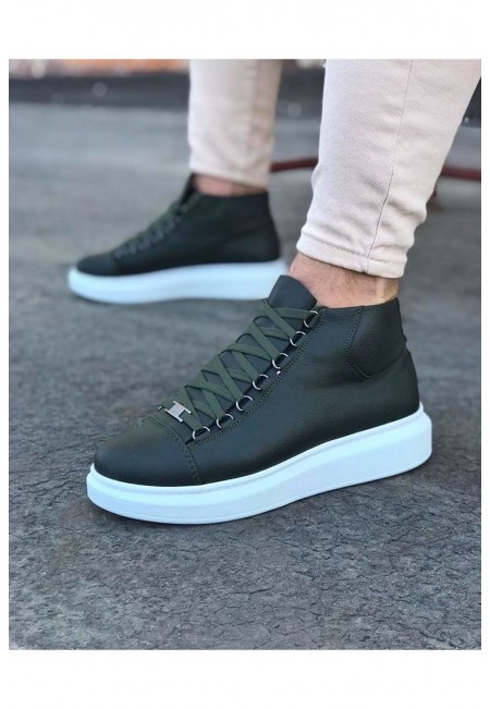  WG032 Haki Bağcıklı Sneakers  Yarım Bilek Bot