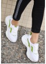 Dica Beyaz Cilt Yeşil Detaylı Bağcıklı Spor Ayakkabı