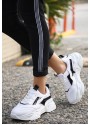Dica Beyaz Cilt Siyah Detaylı Bağcıklı Spor Ayakkabı