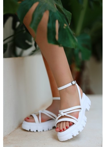 Choc Beyaz Cilt Sandalet