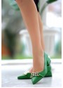 Erpo Yeşil Cilt Topuklu Ayakkabı