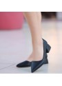 Xian Siyah Cilt Topuklu Ayakkabı