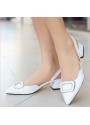 Fiore Beyaz Cilt Topuklu Ayakkabı