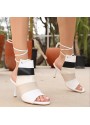 Miwa Beyaz Cilt Renkli Topuklu Ayakkabı
