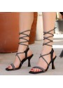 Almira Siyah Saten Topuklu Ayakkabı