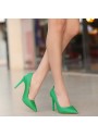 Cendi Yeşil Cilt Stiletto Ayakkabı