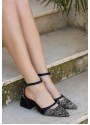 Mowe Siyah Cilt Topuklu Ayakkabı
