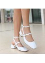 Karmi Beyaz Rugan Topuklu Ayakkabı
