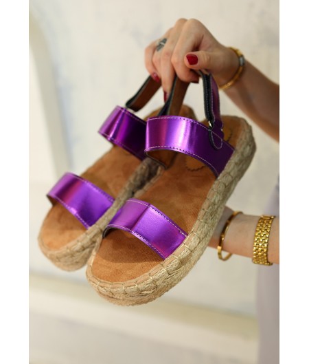 Wery Mor Cilt Cırt Cırtlı Sandalet