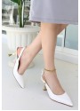 Zalin Beyaz Rugan Topuklu Ayakkabı