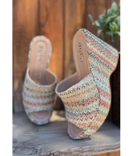 Tlay Kilim Desenli Dolgu Topuk Terlik