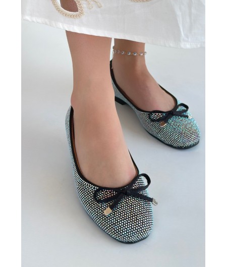 Potte Siyah Saten Babet Ayakkabı