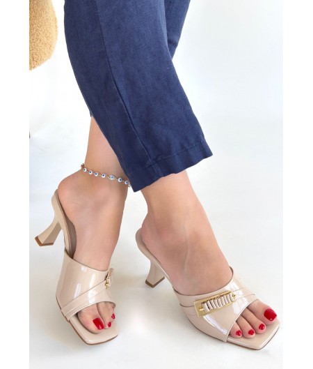 Sief Bej Rugan Topuklu Terlik