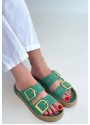 İces Yeşil Nubuk Terlik