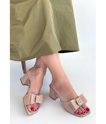 Veor Nude Cilt Topuklu Terlik