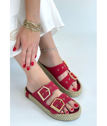 İces Kırmızı Nubuk Terlik