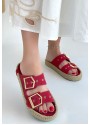 İces Kırmızı Nubuk Terlik
