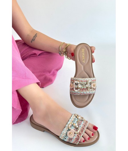 Gonne Renkli Hasır Dokuma Terlik