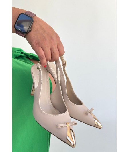 Joye Bej Cilt Topuklu Ayakkabı