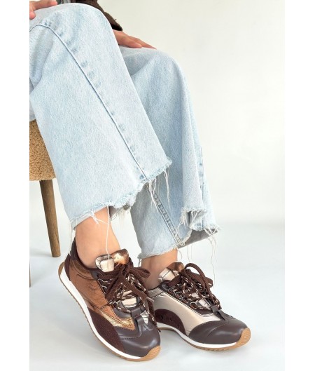 Ranu Kahverengi Cilt Paraşüt Detaylı Bağcıklı Spor Ayakkabı