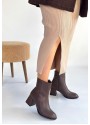 Tendy Kahverengi Cilt Topuklu Bot