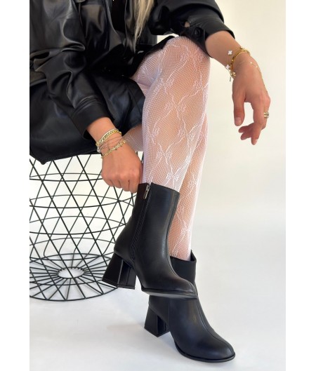 Tendy Siyah Cilt Topuklu Bot