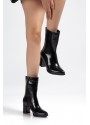 Wila Siyah Parlak Topuklu Tak Çıkar Çizme