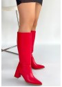 Roksa Kırmızı Cilt Topuklu Çizme Roksa Kırmızı Cilt Topuklu Çizme