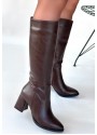 Morena Acı Kahve Cilt Topuklu Çizme