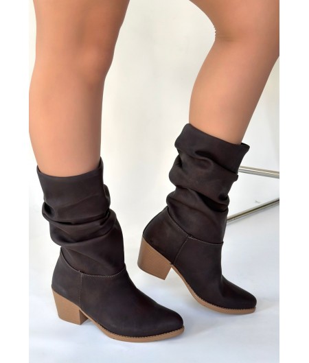 Yior Acı Kahve Nubuk Topuklu Bot