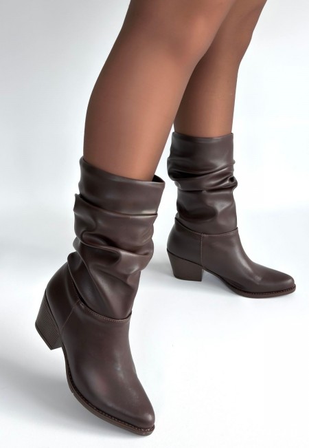 Yior Acı Kahve Cilt Topuklu Bot