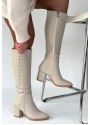 Tiyan Bej Cilt Topuklu Çizme Tiyan Bej Cilt Topuklu Çizme