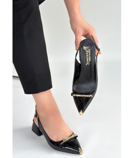 Ricy Siyah Rugan Topuklu Ayakkabı