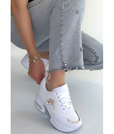 Wody Beyaz Cilt Simli Bağcıklı Spor Ayakkabı