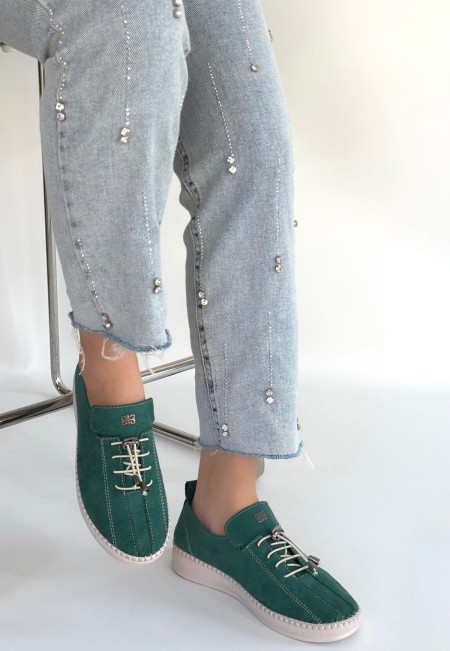 Warte Yeşil Süet Bağcıklı Spor Ayakkabı