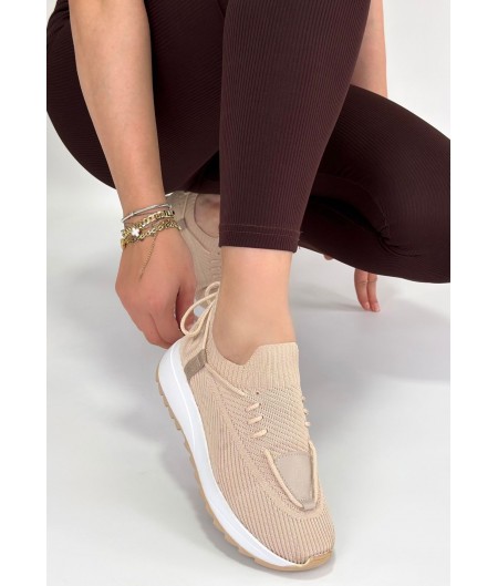 Renji Bej Triko Bağcıklı Spor Ayakkabı Renji Bej Triko Bağcıklı Spor Ayakkabı