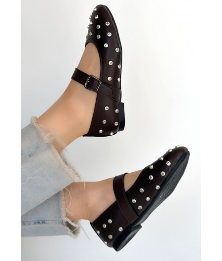 Ritta Kahverengi Cilt Kemerli Babet Ayakkabı Ritta Kahverengi Cilt Kemerli Babet Ayakkabı