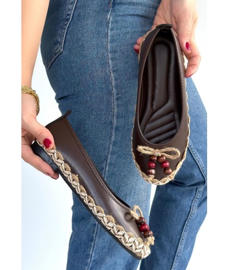 Ilwe Kahverengi Cilt Babet Ayakkabı Ilwe Kahverengi Cilt Babet Ayakkabı