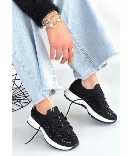 Ceas Siyah Triko Bağcıklı Spor Ayakkabı