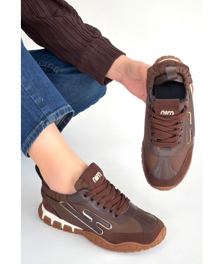 Huer Kahverengi Nubuk Bağcıklı Spor Ayakkabı