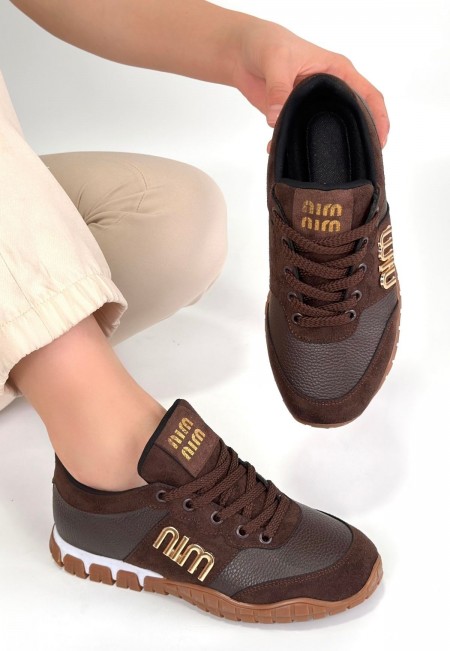 Marje Kahverengi Cilt Bağcıklı Spor Ayakkabı