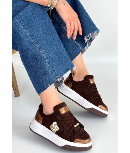 Ceans Kahverengi Süet Bağcıklı Spor Ayakkabı