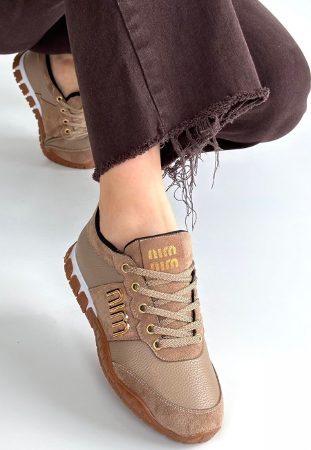 Marje Vizon Cilt Bağcıklı Spor Ayakkabı