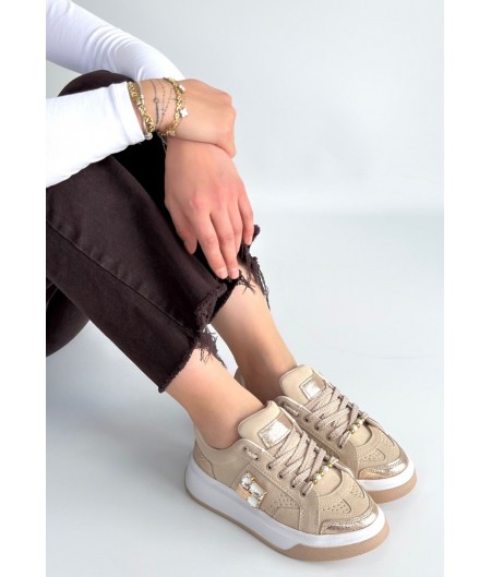 Ceans Bej Süet Bağcıklı Spor Ayakkabı