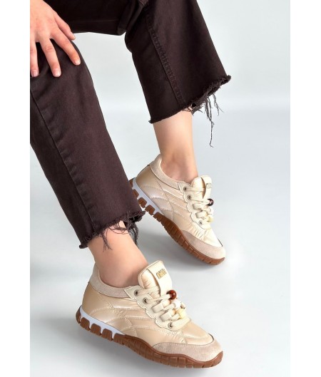 Tues Bej Nubuk Bağcıklı Spor Ayakkabı