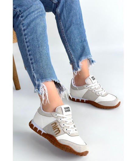 Marje Beyaz Cilt Bağcıklı Spor Ayakkabı